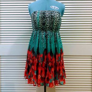 Pleated Chiffon Cocktail Dress (Floral)